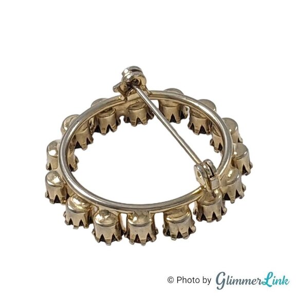 Vintage Aurora Borealis AB Rhinestones Infinity Circle Wreath Gold Tone Brooch - Picture 8 of 9